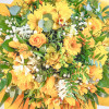 Tavaszi zsongás - Kerek csokor, sárga árnyalatú vegyes virágokból